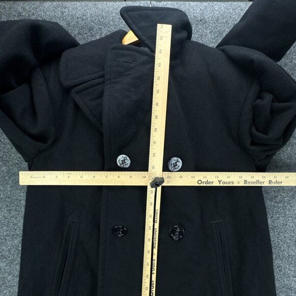 USN DSCP Quarterdeck Wool Overcoat Peacoat Mens‎ 40L Black Double Breasted - Picture 13 of 14